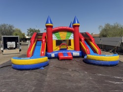dual lanes castle combo bounce house 3 Dual Side Lane Castle Combo (Wet/Dry)