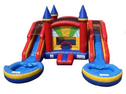 dual lanes castle combo bounce house 5 Dual Side Lane Castle Combo (Wet/Dry)