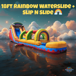 18ft Rainbow Cloud Waterslide + Rainbow Slip N Slide