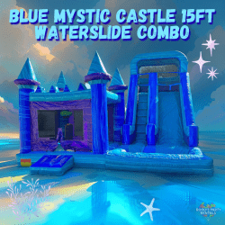 Blue Mystic Castle 15' Slide Combo (Wet/Dry)