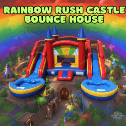 Rainbow Rush Castle Bounce House (Wet/Dry)