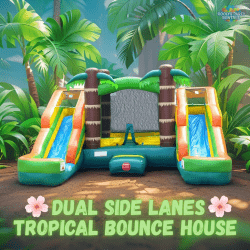 Tropical Side Lanes Bouncy Combo (Wet/Dry)