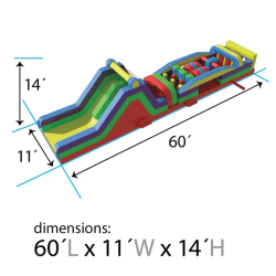 60 foot super 2 piece rock climb obstacle course dimensions 176246 3 60ft Retro Obstacle Course (Rock Climb + 7 Element)
