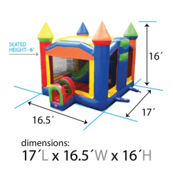 bounce house obstacle combo sizes 1762454746 3-in-1 Rainbow Obstacle Bounce House Slide Combo (Dry)