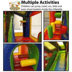 inflatable bounce house with slide rental 1762454746 3-in-1 Rainbow Obstacle Bounce House Slide Combo (Dry)