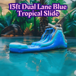 13ft Dual Lane Blue Tropical Slide