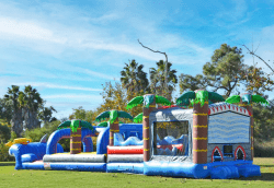 shark obstacle bouncy slip n slide rental 1773763688 Shark Obstacle Bouncer + Dual Lane Slip N Slide (Wet)